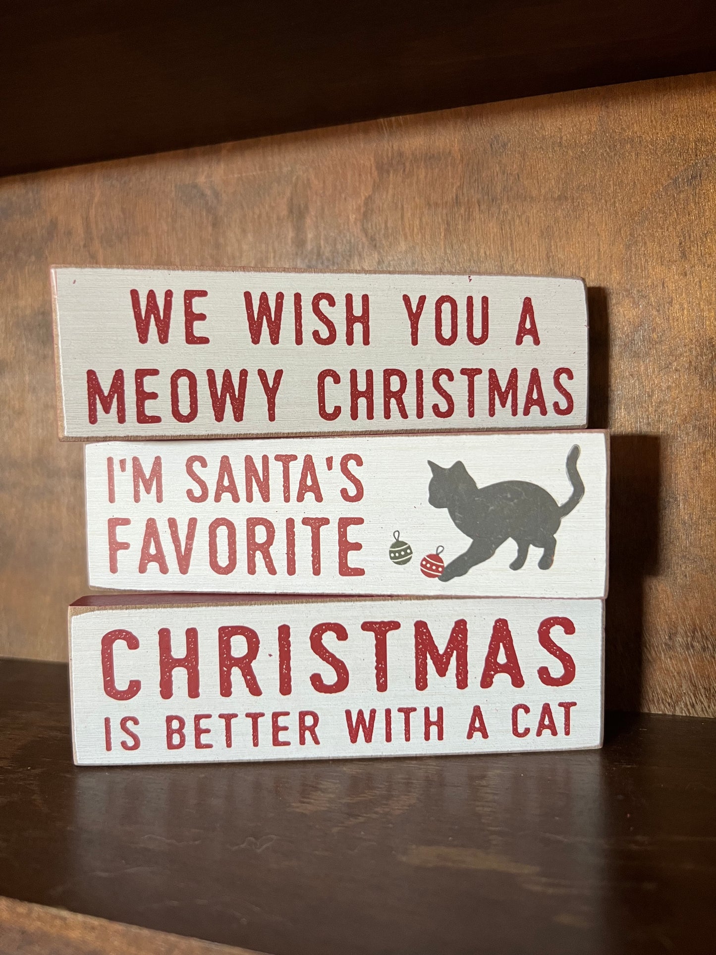 Better With A Cat Christmas Thin Mini Block, set of 3