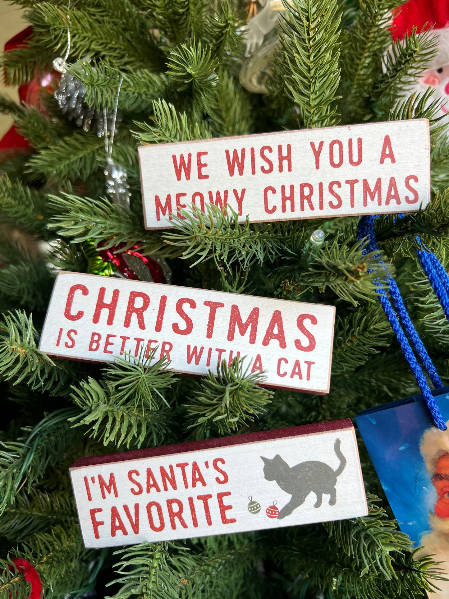 Better With A Cat Christmas Thin Mini Block, set of 3