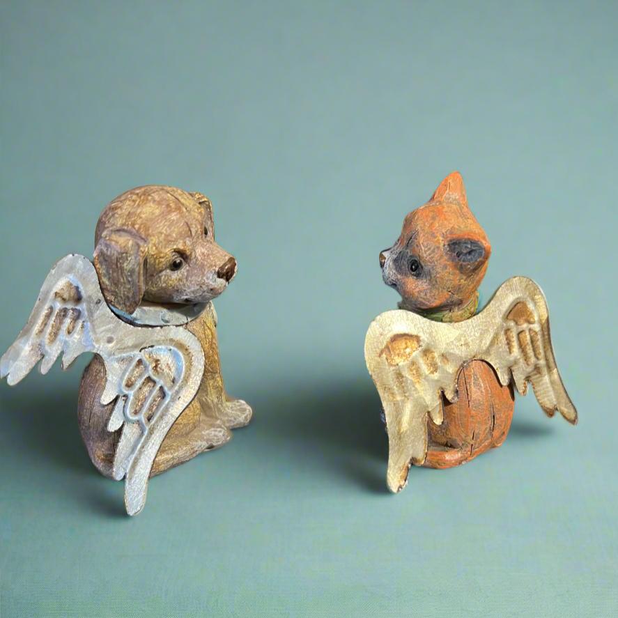 Dog / Cat Resin Angel Figurine Set